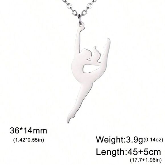 Stainless Steel gymnast Dancer Themed Pendant Necklace - Picture 2 of 8